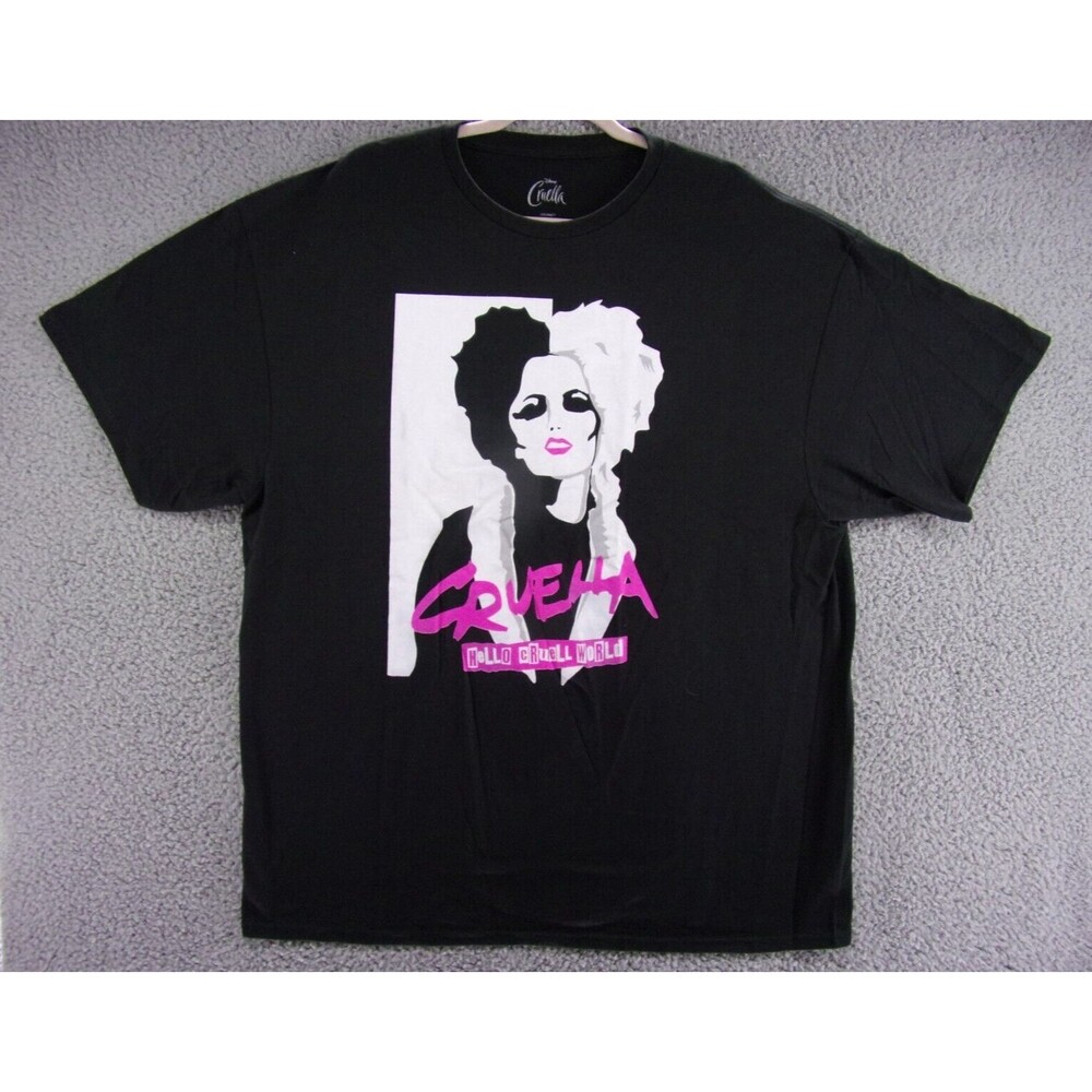 Disney Cruella Shirt Mens 2XL Hello Cruell World Black Villian Graphic Tee